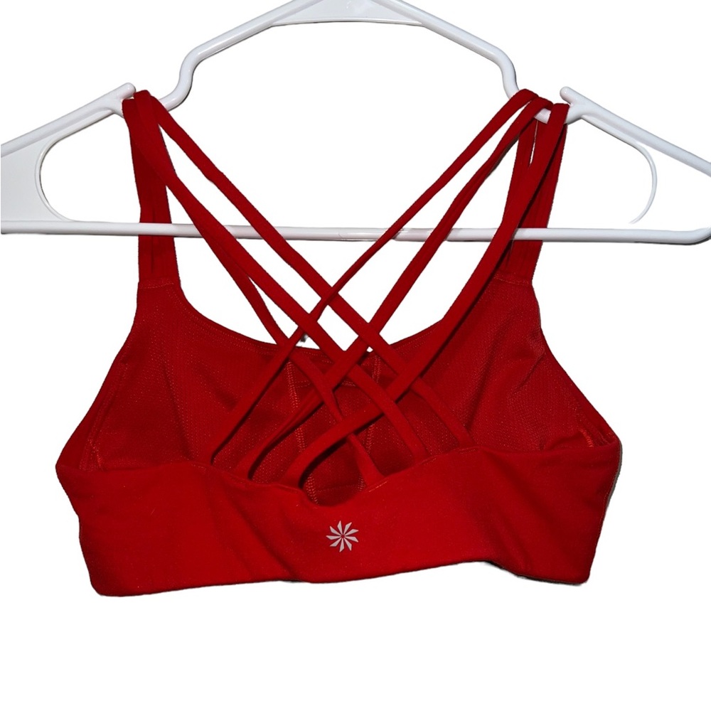 Athleta Fully Focused Bright Red Strappy Sports Bra